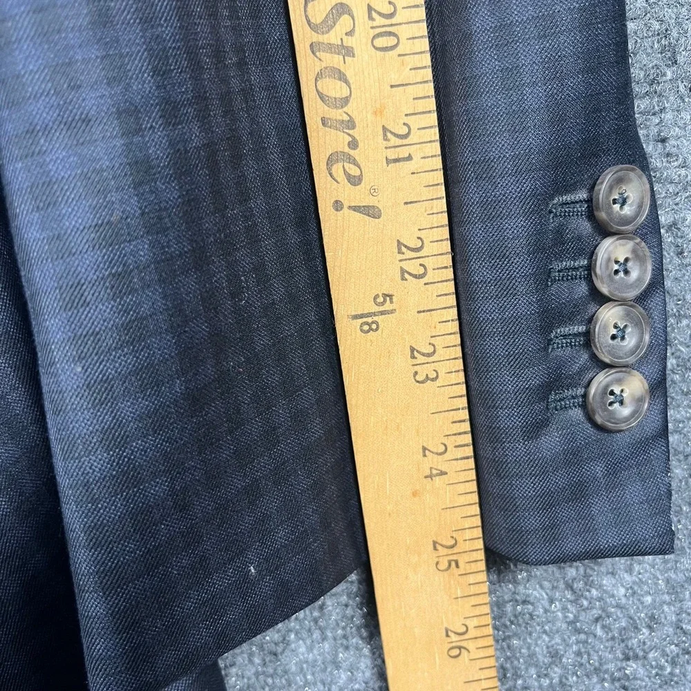 J. Hilburn Sport Coat Mens 48R Navy Blue Wool Micro-Check Tailored Fit Blazer